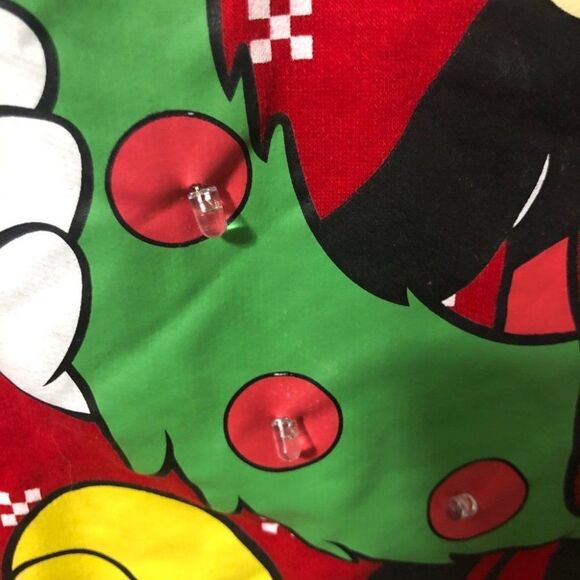 Mickey Mouse Christmas Light Up Wreath Lights Red Crewneck Sweatshirt Size S - Picture 5 of 9